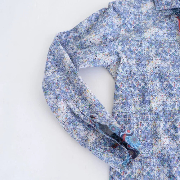 Jermyn and Bond "Modern Fit" Paint Splash  Button Up Long Sleeve Shirt - Picture 7 of 11